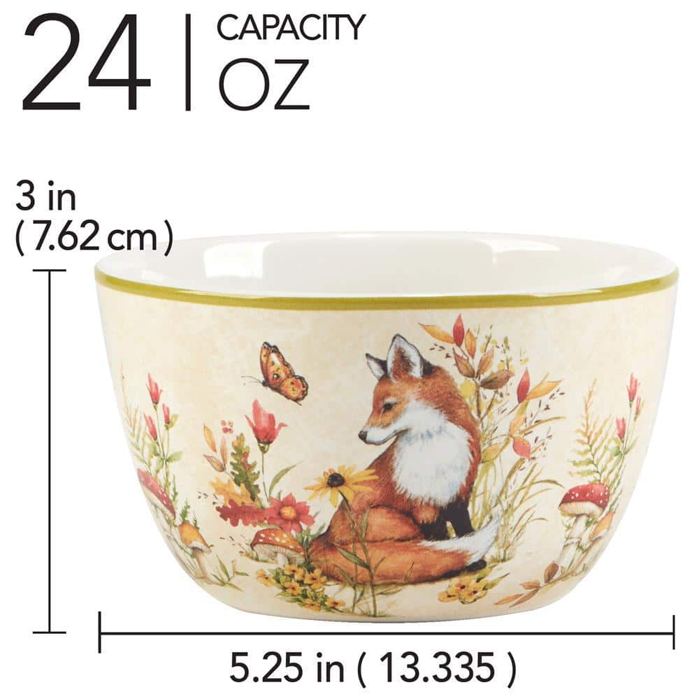 24 fl. Oz. Multi-Colored Earthenware Woodland Critters Bowl Set of 4 - Hercitys