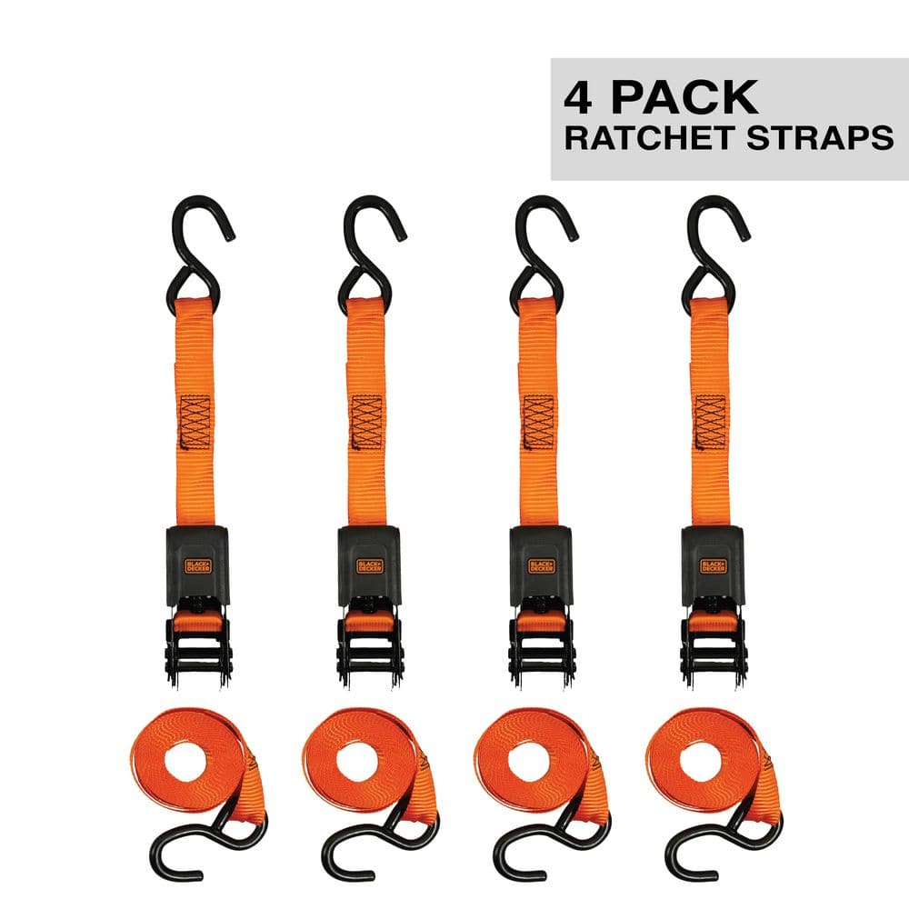 1 in. x 12 ft./1500 lbs. Break Strength Ratchet Straps (4-Pack) - Hercitys