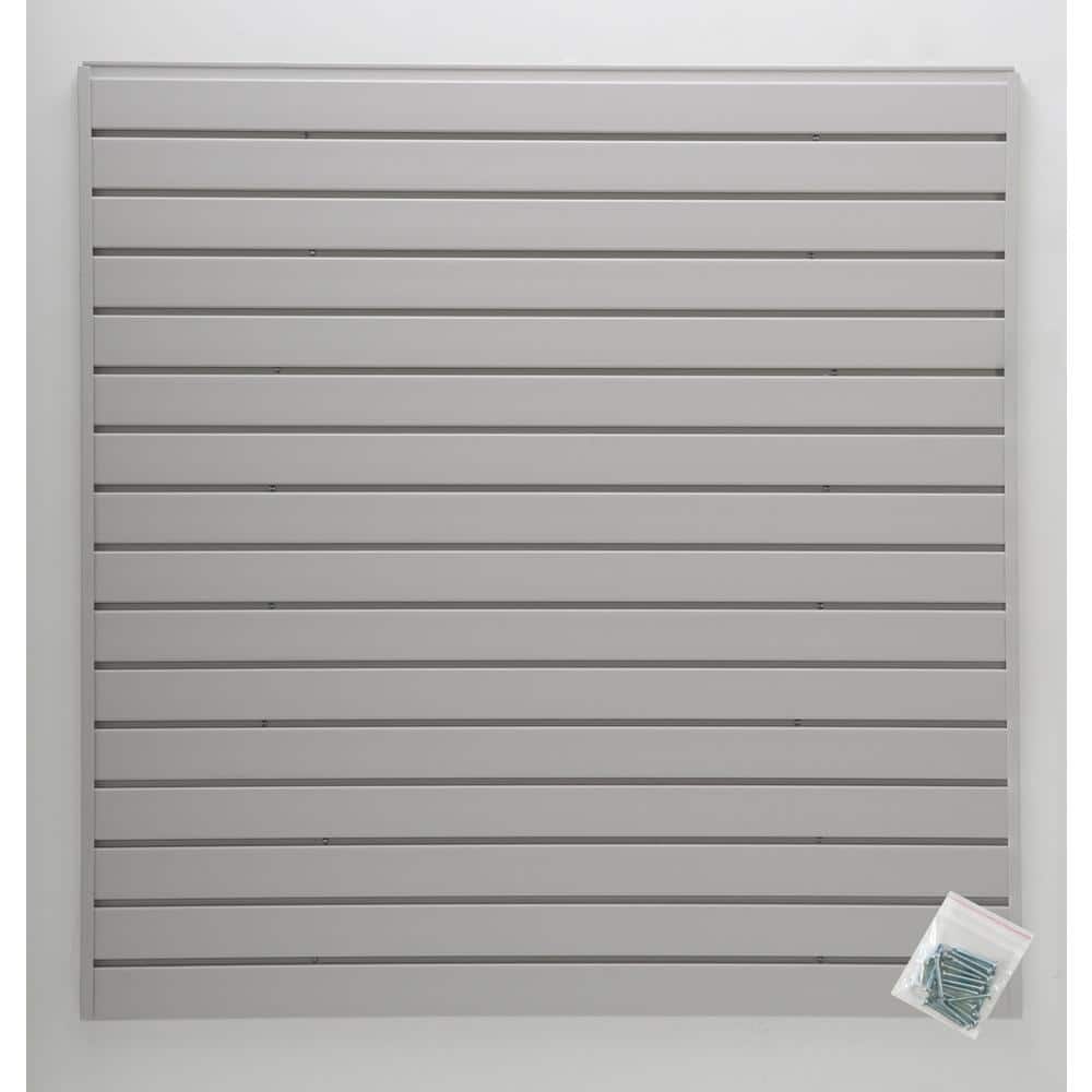 4 ft. x 4 ft. or 8 ft. x 2 ft. Light Gray Plastic Slat Wall Kit - Hercitys