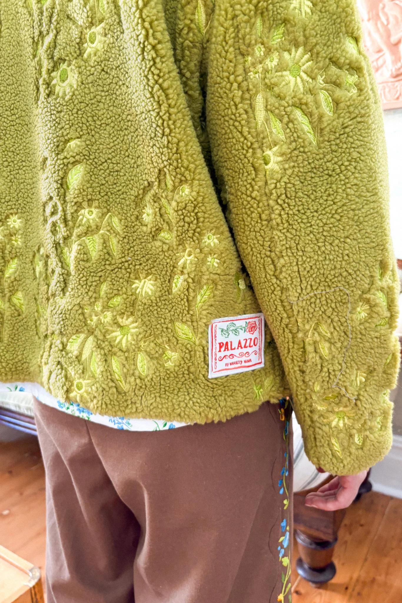 EMBROIDERED FLEECE JACKET - MATCHA GARDEN - Hercitys