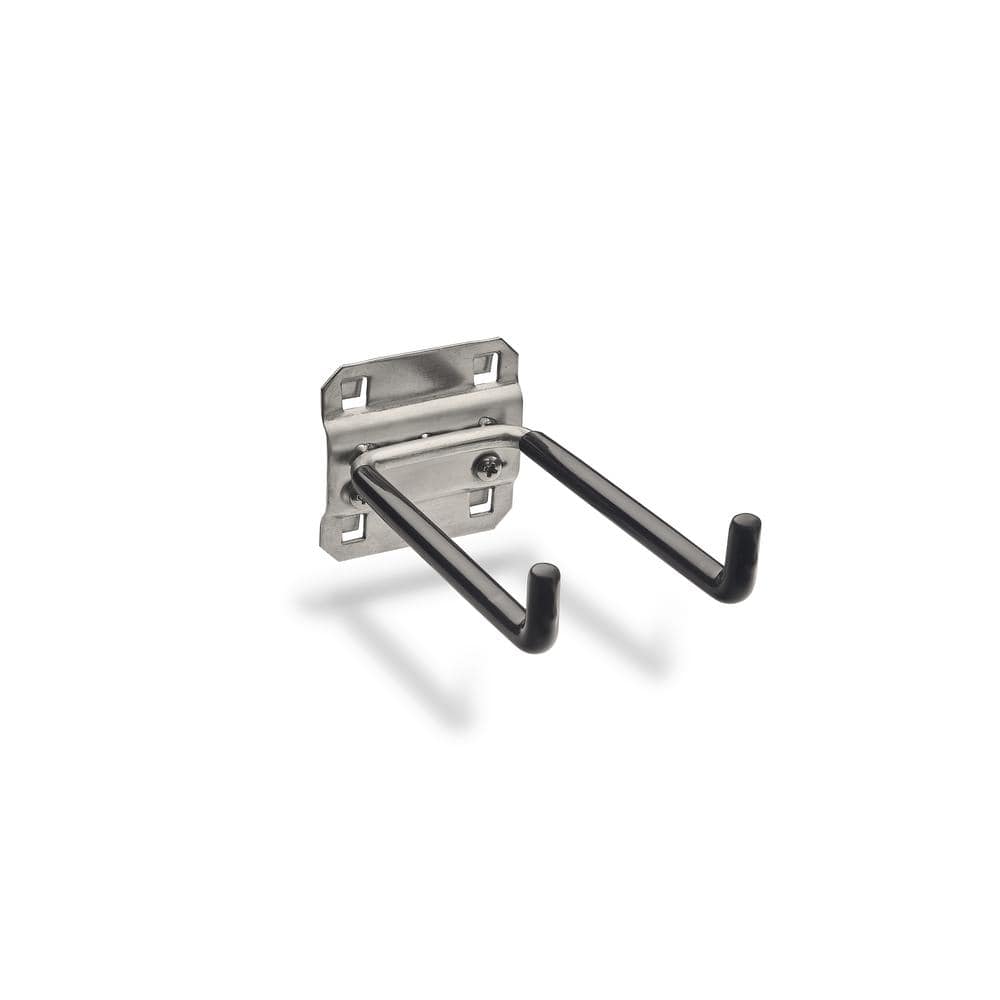 4 in. D Double Rod 90° Bend 1/4 in. Dia Vinyl Dipped Stainless Steel Pegboard Hook for SS LocBoard (2-Pack) - Hercitys