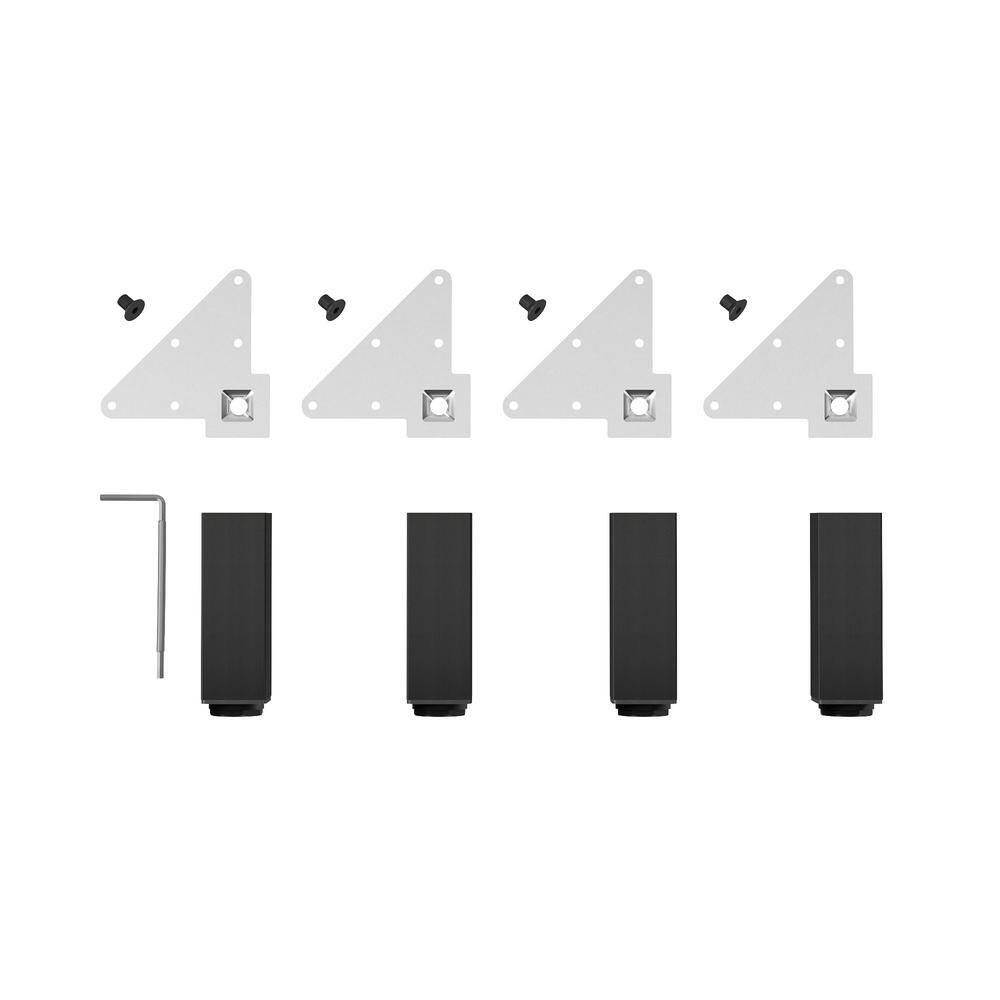 (4-Pack) 5 15/16 in. (150 mm) Matte Black Metal Square Furniture Leg with Leveling Glide - Hercitys