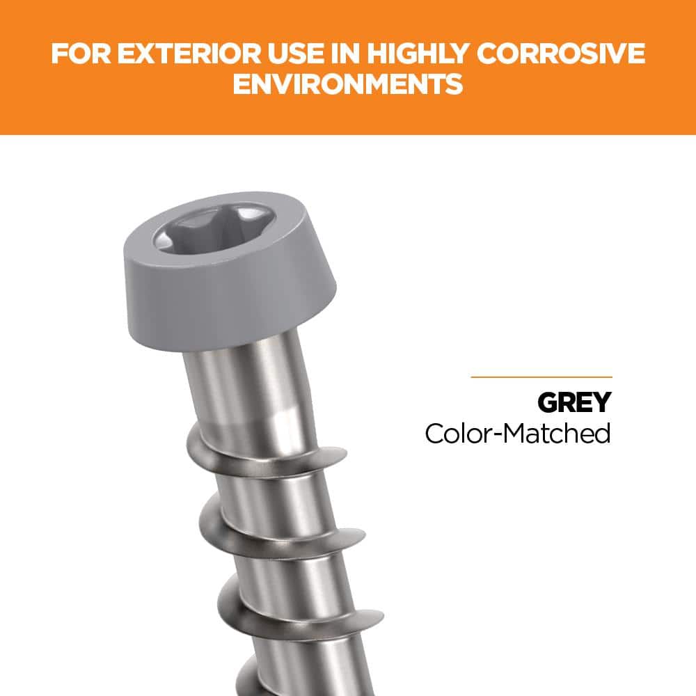 #10 2-1/2 in. 316 Stainless Steel Star Drive Gray Composite Deck Screws (350-Count) - Hercitys