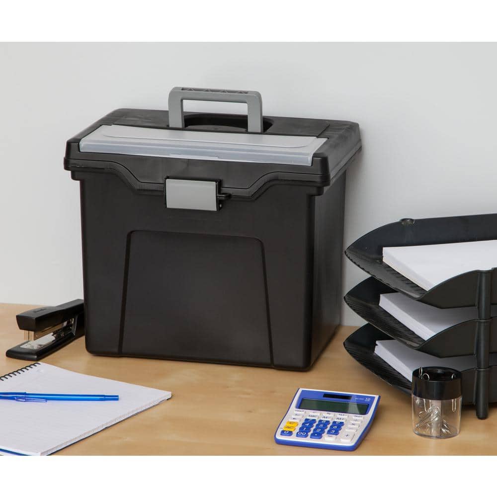 24 Qt. Portable Letter Size File Storage Box in Black - Hercitys