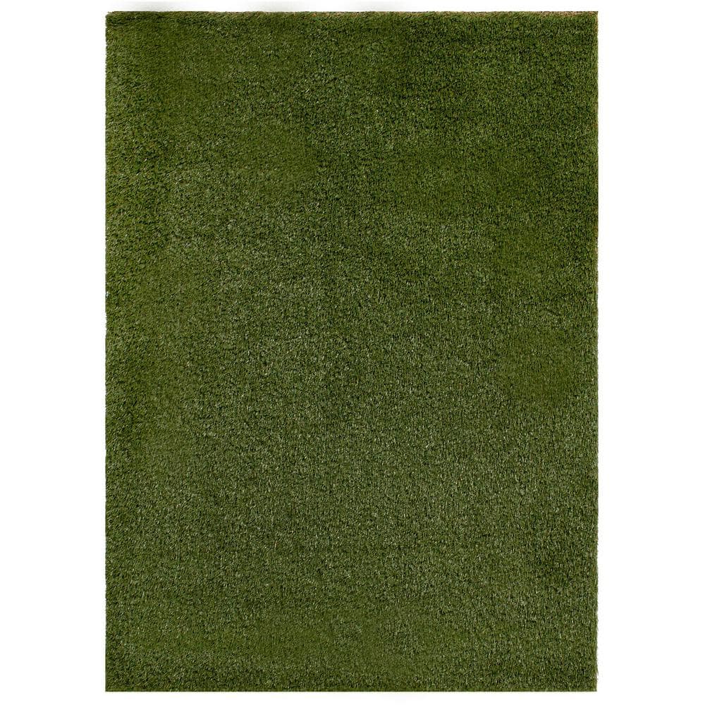 56 oz. 5 ft. x 7 ft. Field/Olive Green Artificial Grass Rug - Hercitys