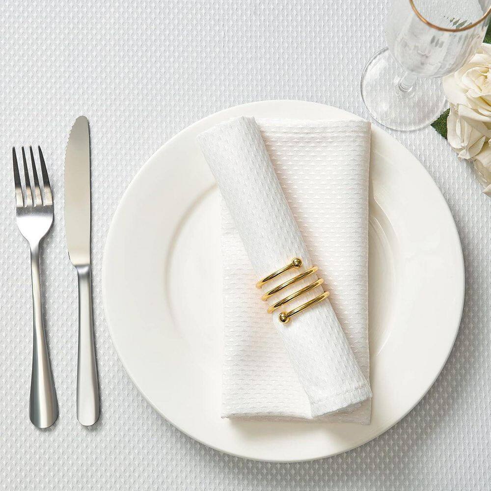 17 x 17 Inch Solid Washable Small Triangle Weave Napkins for Wedding (Pearl Whites, Set of 6) - Hercitys