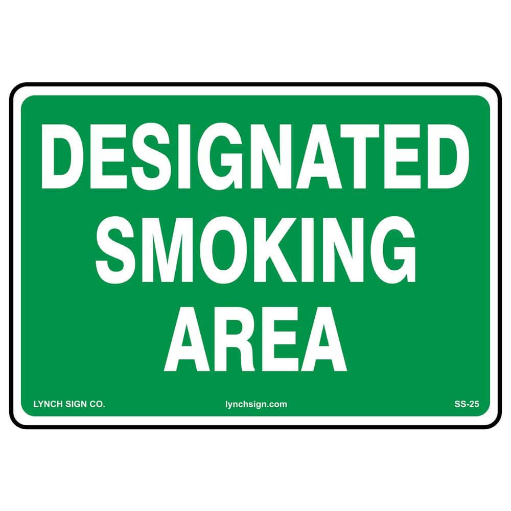 14 in. x 10 in. Designated Smoking Sign Printed on More Durable, Thicker, Longer Lasting Styrene Plastic - Hercitys