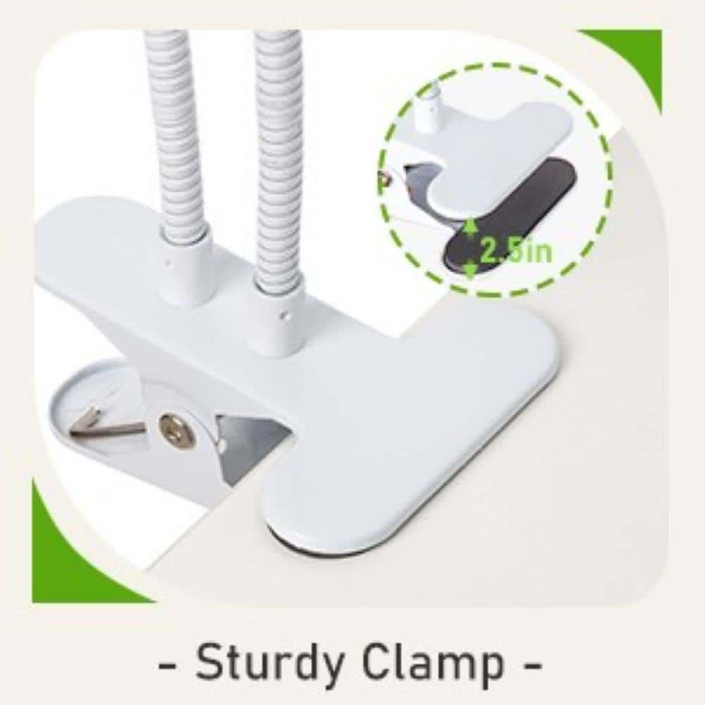 2.20 ft. 24-Watt Equivalent White Grow Light Full Spectrum Tri-Head 156 LED with Timer Gooseneck and Clamp, Bright White - Hercitys