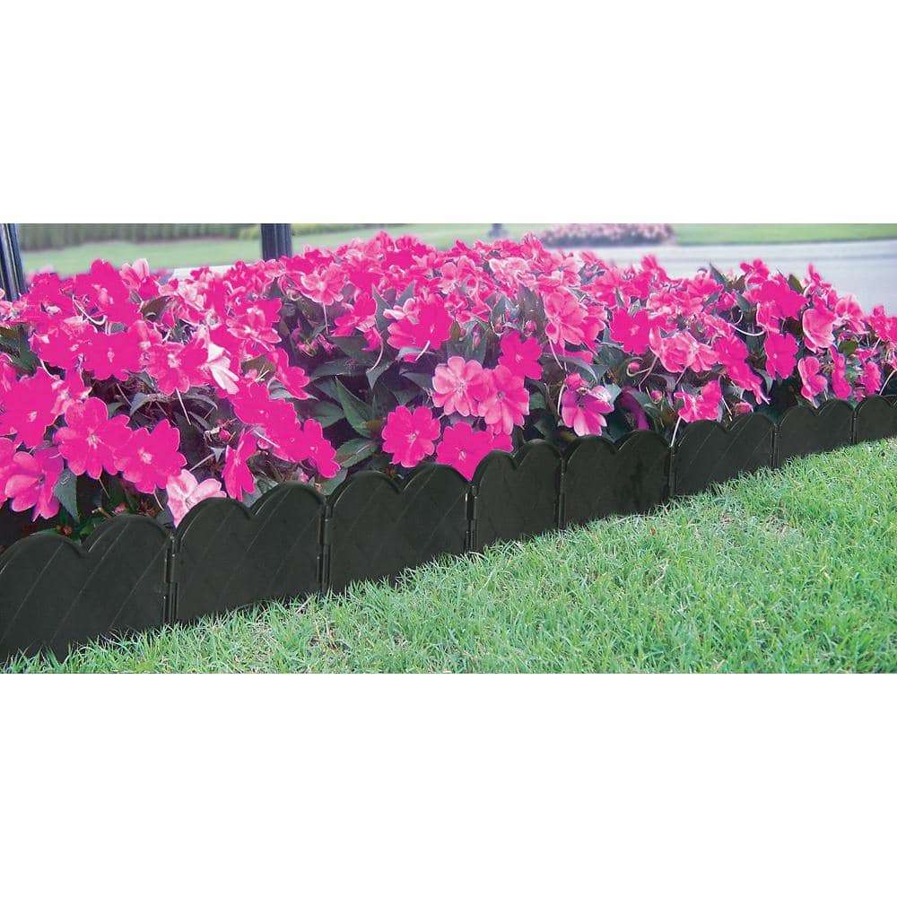 .375 x 5.75 in. x 6.5 in. Black Interlocking Plastic Landscape Edging (20 pcs per box) - Hercitys