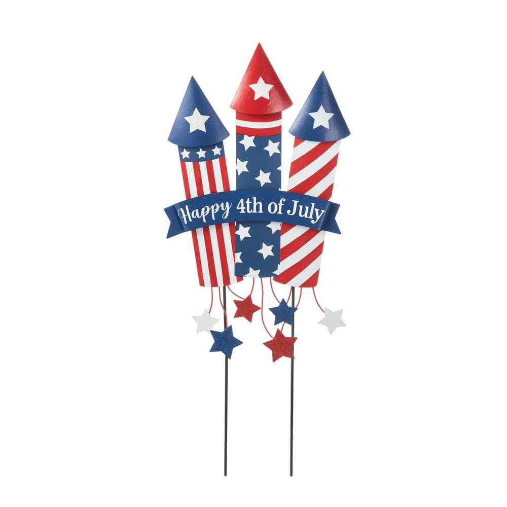 30 in. H Patriotic/Americana Firecracker Yard Stake or Wall Decor (KD, Two Function) - Hercitys