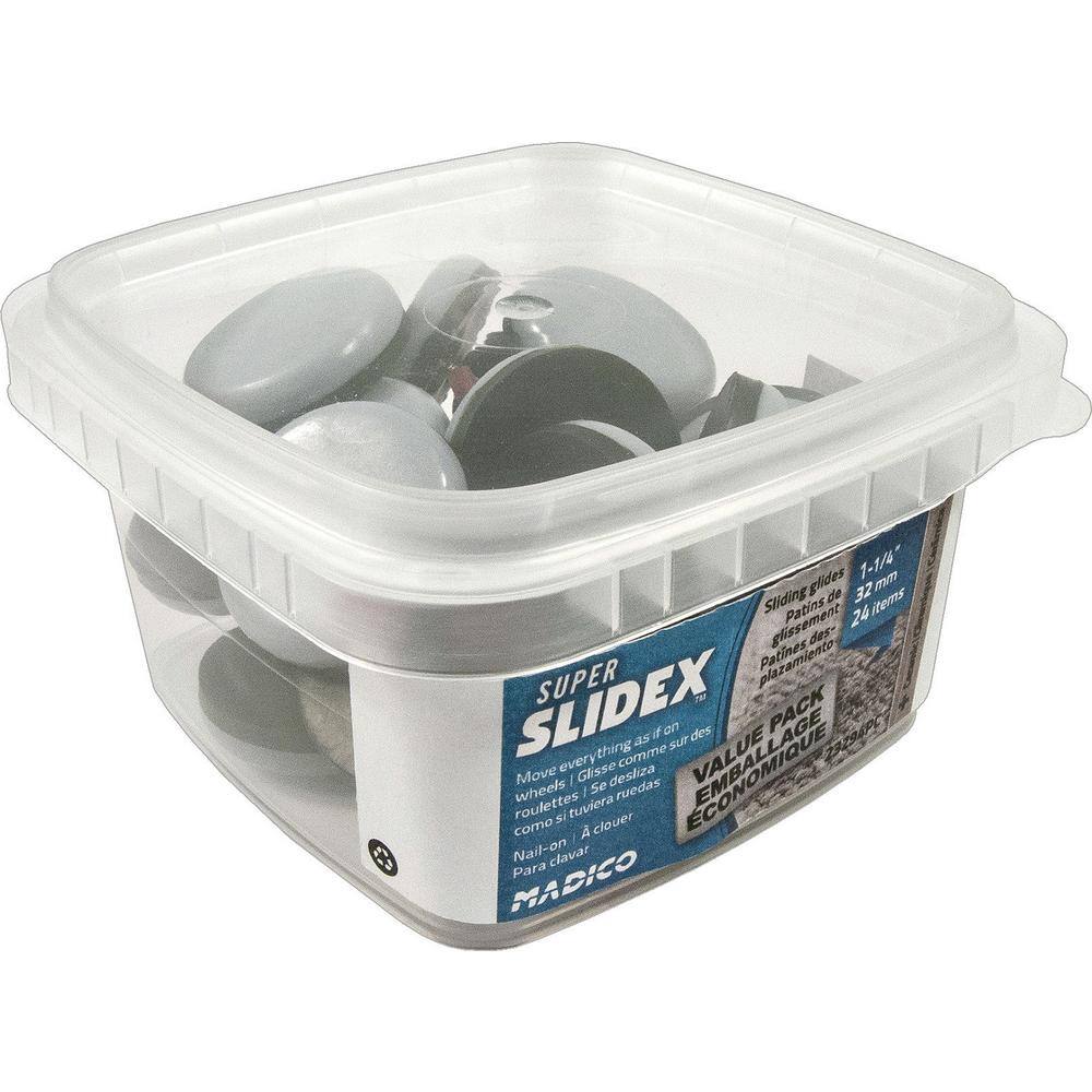 (24-Pack) 1-1/4 in. Black and Gray Base Nail-on Glides - Hercitys