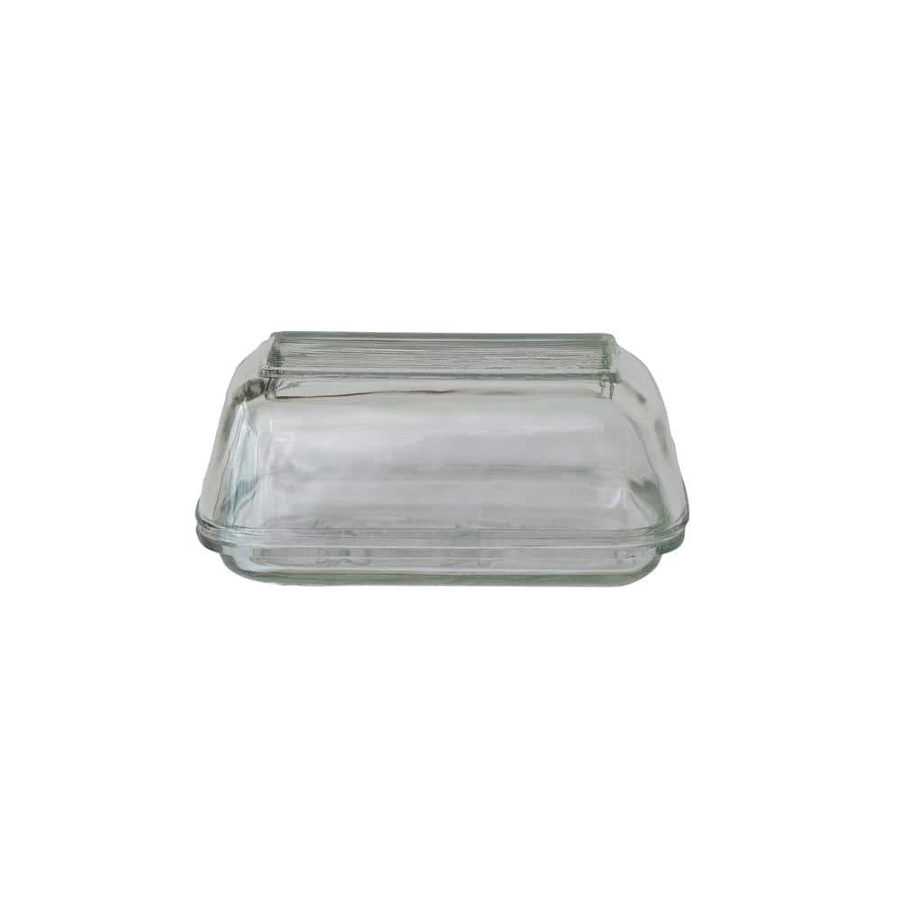 4 oz. Clear Embossed Glass Butter Dish (Set of 1) - Hercitys