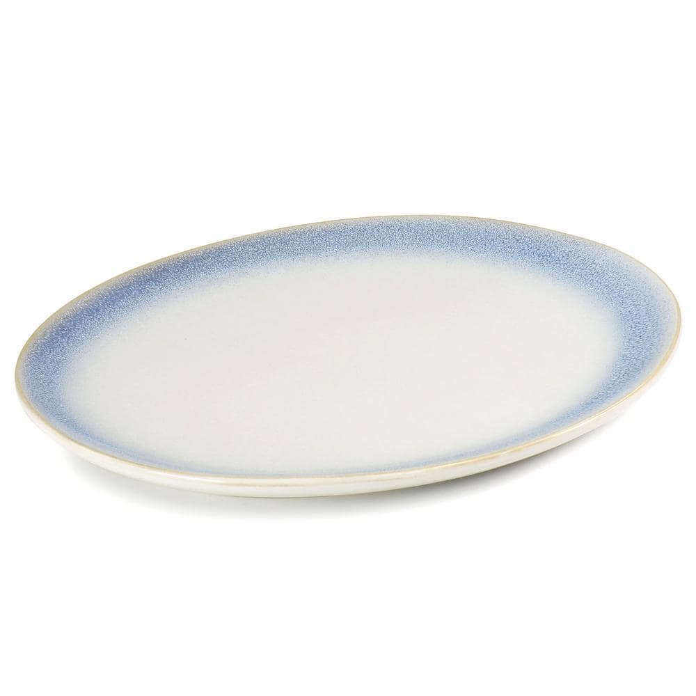 11.5in. Blue Reactive Glaze Stoneware Oval Serving Platter - Hercitys