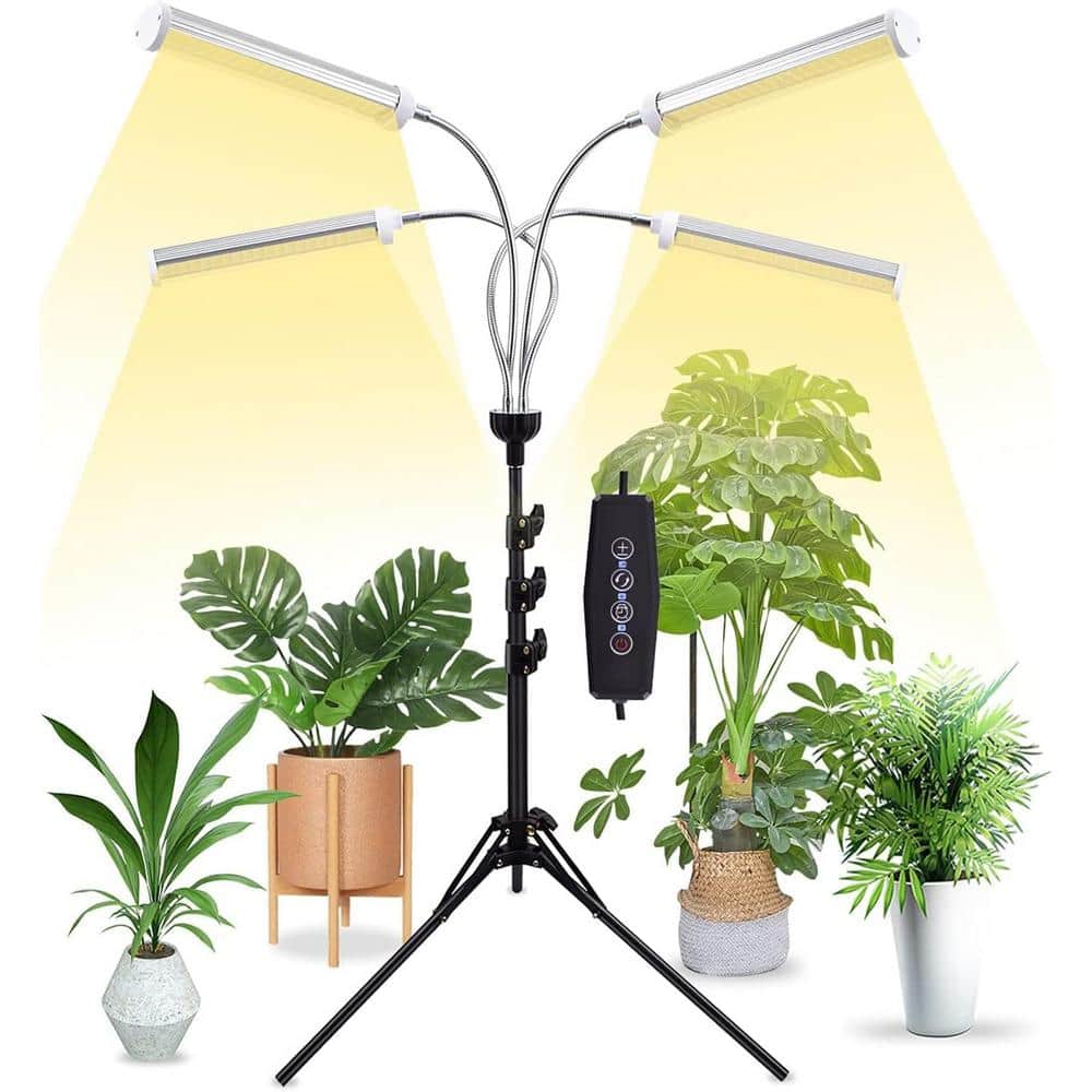 200-Watt Plant Grow Light Bulb Specialty Code 420 LEDs with 15-63 in. Adjustable Tripod Stand 4-Heads Auto On/Off - Hercitys