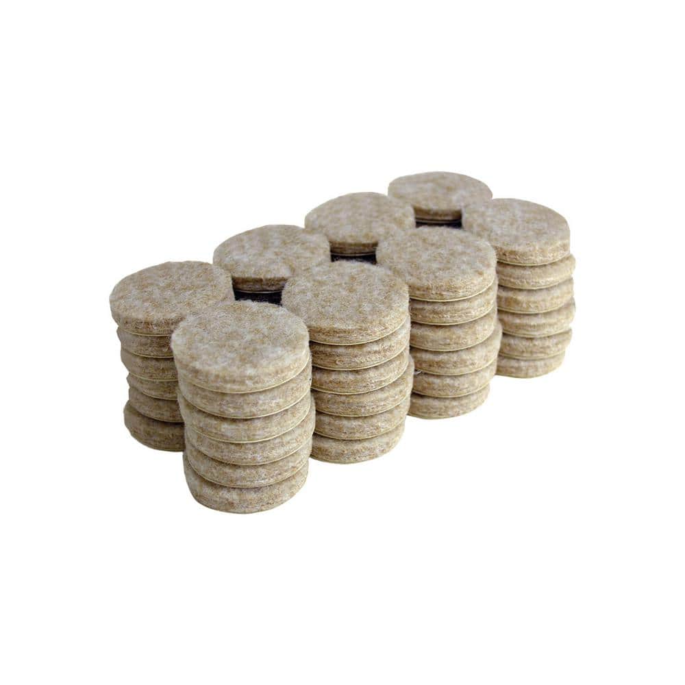 1 in. Beige Round Felt Heavy Duty Self Adhesive Furniture Pads (48-Pack) - Hercitys