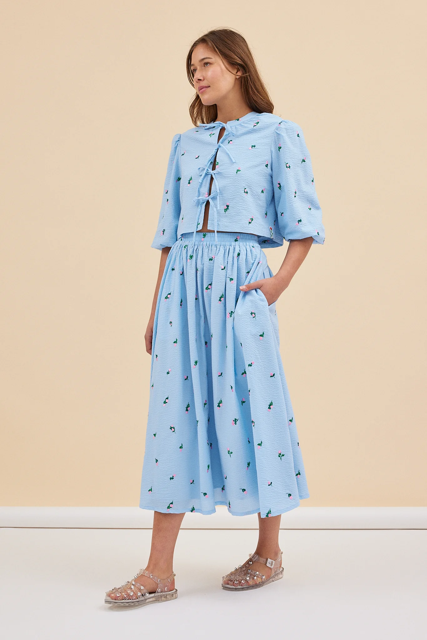 GIA SKIRT - BLUE ROSES - Hercitys