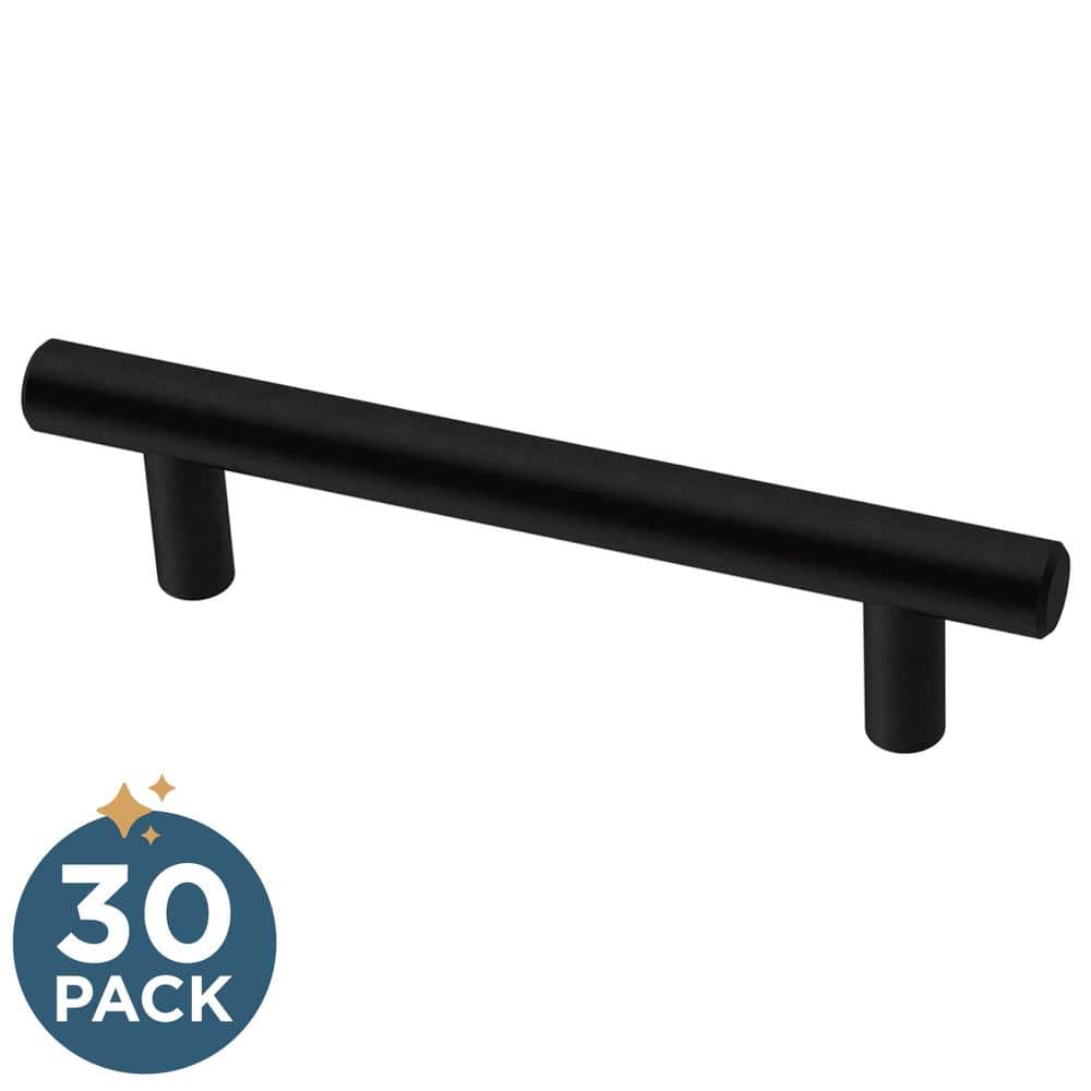 30-Pack Simple Bar 3-3/4 in. (96 mm) Modern Matte Black Cabinet Drawer Pulls - Hercitys
