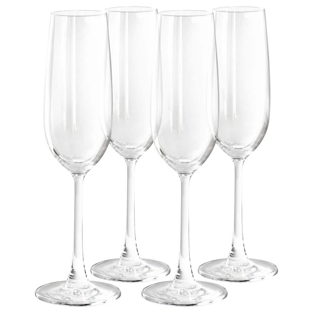 4-Piece 7.3 oz. Flute Glass Set in Clear - Hercitys