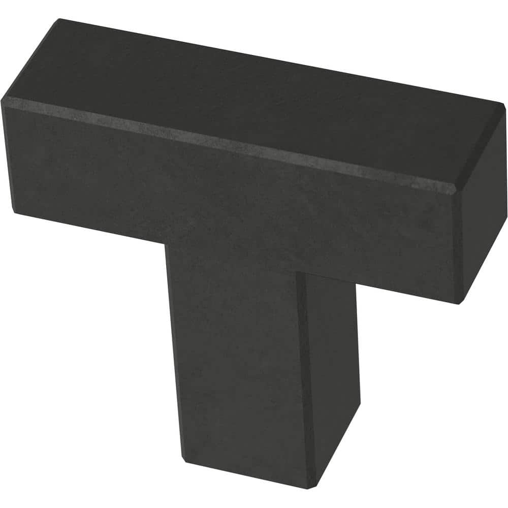 (10-Pack) Simple Modern Square 1-1/4 in. (32 mm) Modern Matte Black T-Shaped Bar Cabinet Knobs - Hercitys