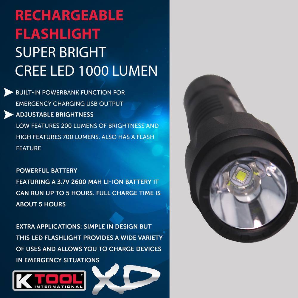 1000 Lumens Flashlight with Power Bank Function - Hercitys
