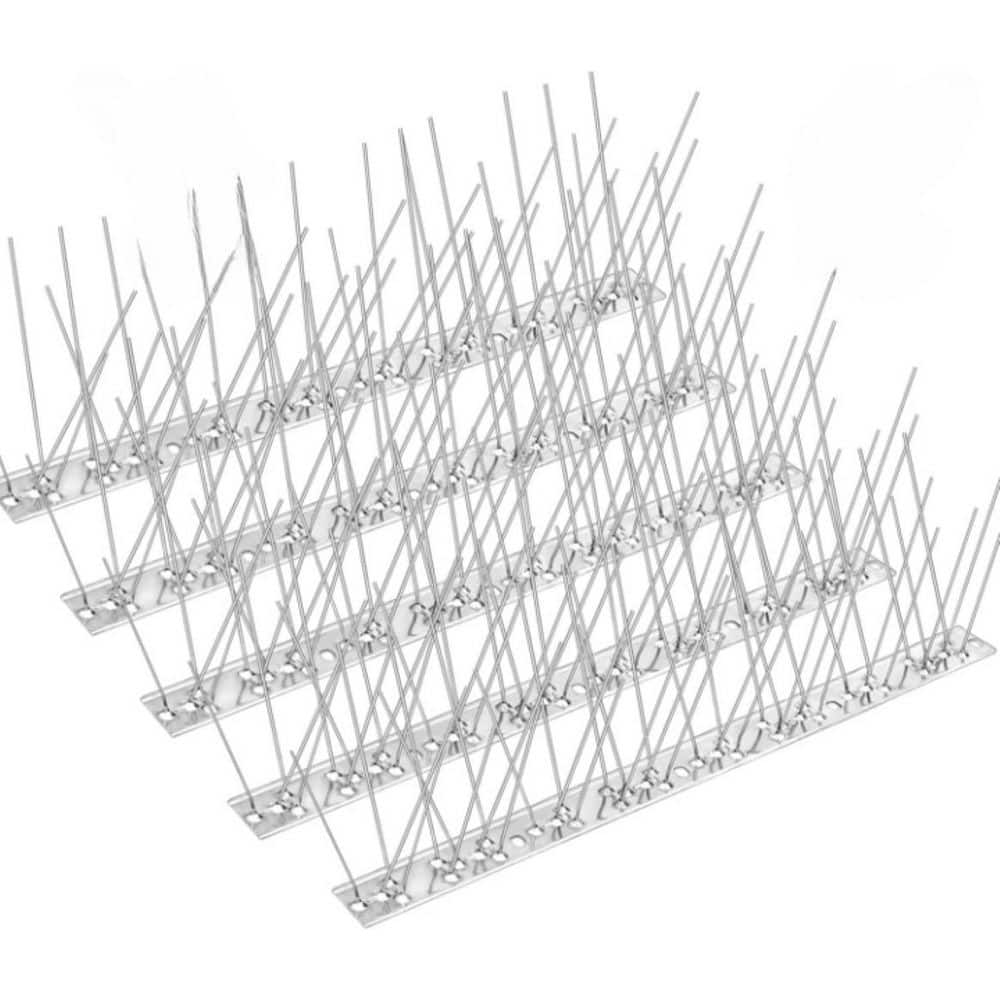 13 in. x 1.15 in. Stainless Steel Bird Spikes Deterrent 32.5 ft. Coverage for Outside Pigeons and Small Birds (30-Pack) - Hercitys