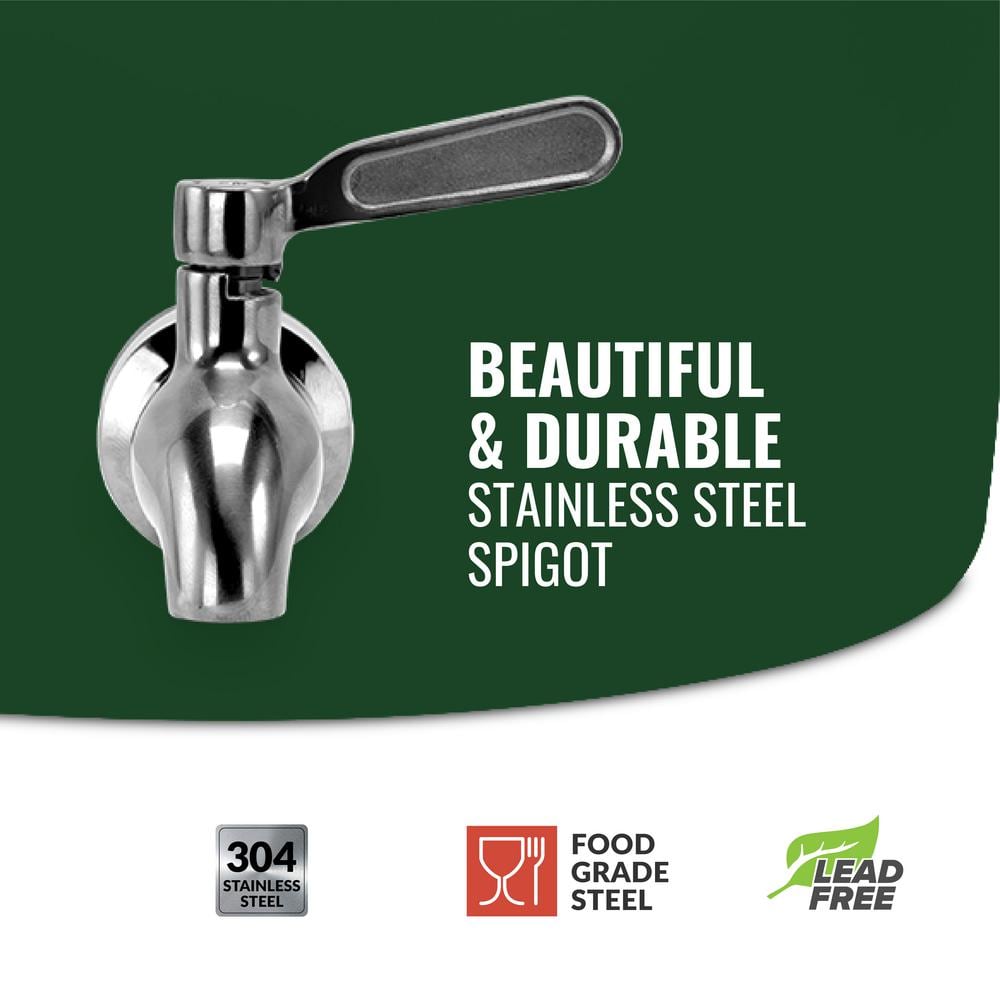 5 gal. Porcelain Ceramic Crock Beverage Serveware with Stainless Steel Faucet and Lid - Hercitys