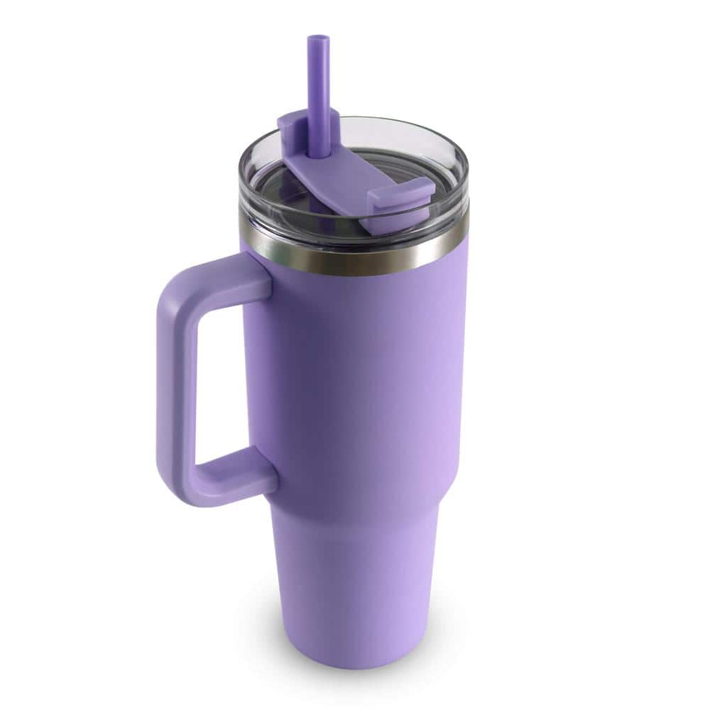 40 oz. Double Wall Stainless Steel Purple Tumbler with Handle (2-pack) - Hercitys