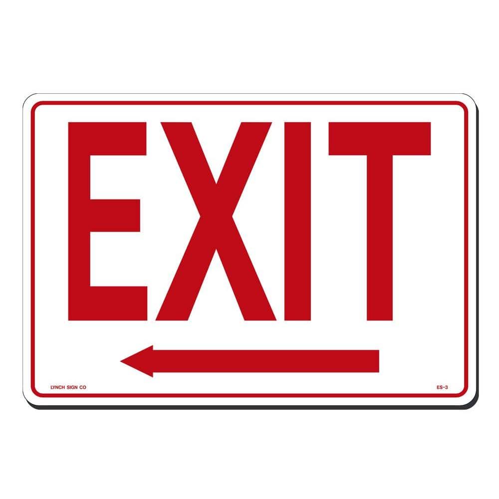 14 in. x 10 in. Exit with Arrow Left Sign Printed on More Durable, Thicker, Longer Lasting Styrene Plastic - Hercitys