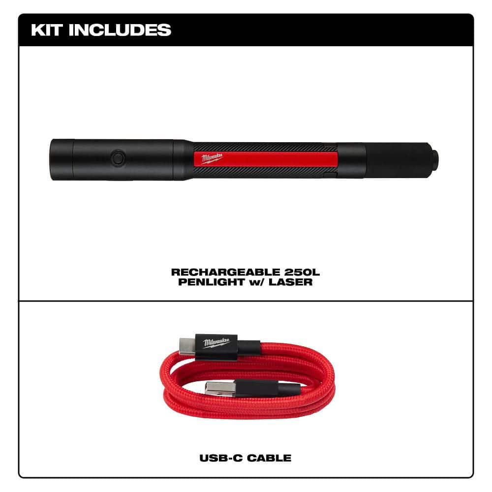 250 Lumens Internal Rechargeable Penlight with Laser - Hercitys