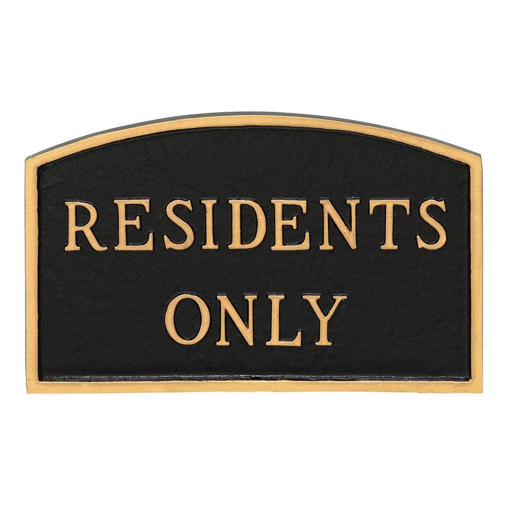 10 in. x 15 in. Standard Arch Residents Only Statement Plaque Sign – Black/Gold - Hercitys