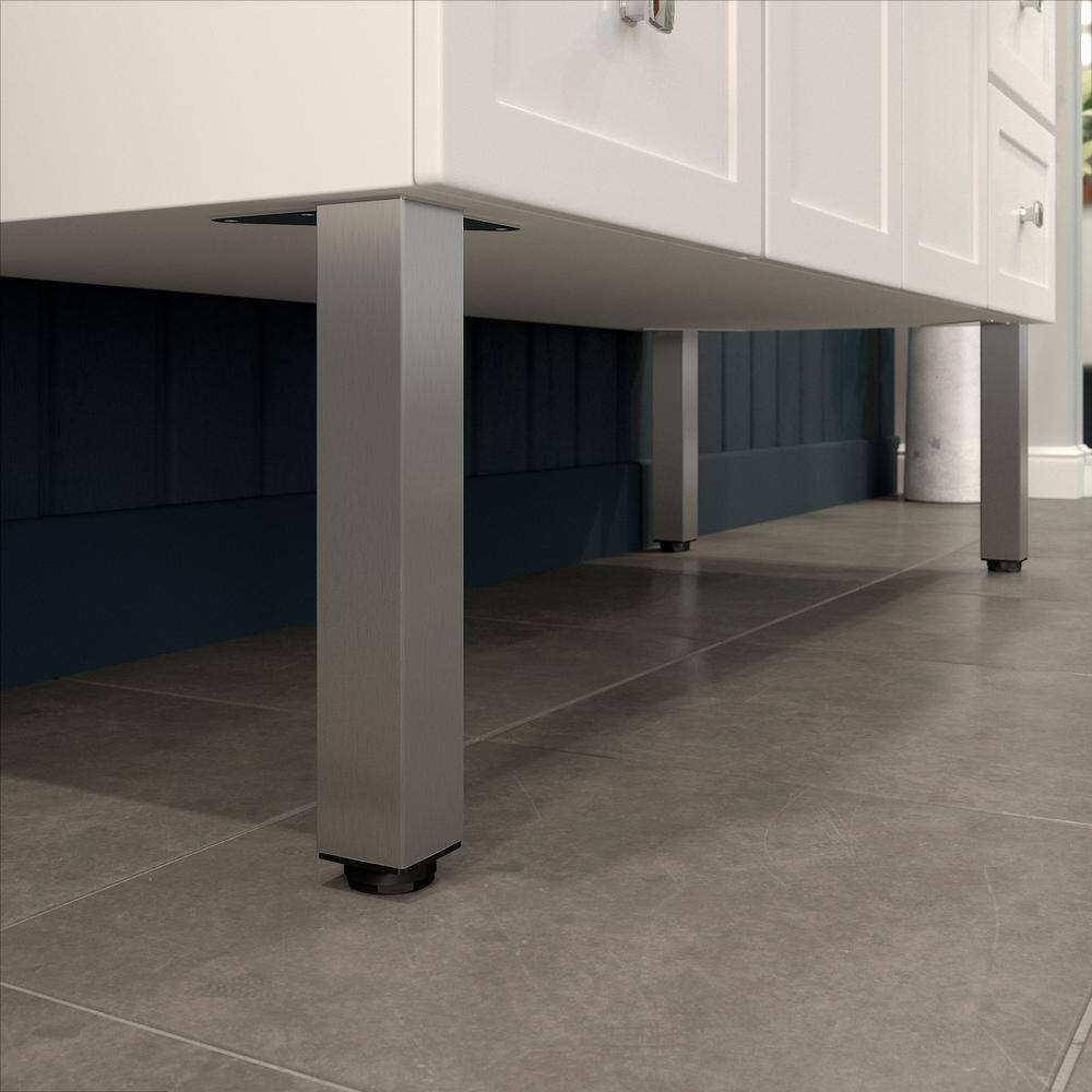 (4-Pack) 11 3/4 in. (300 mm) Stainless Steel Metal Square Furniture Leg with Leveling Glide - Hercitys