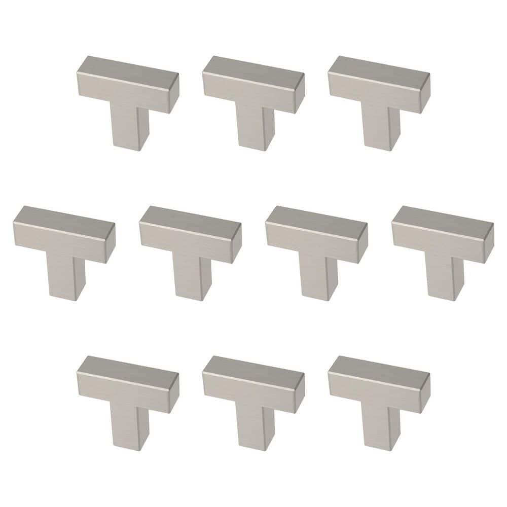 (10-Pack) Simple Modern Square 1-1/4 in. (32 mm) Modern T-Shaped Bar Cabinet Knobs - Hercitys