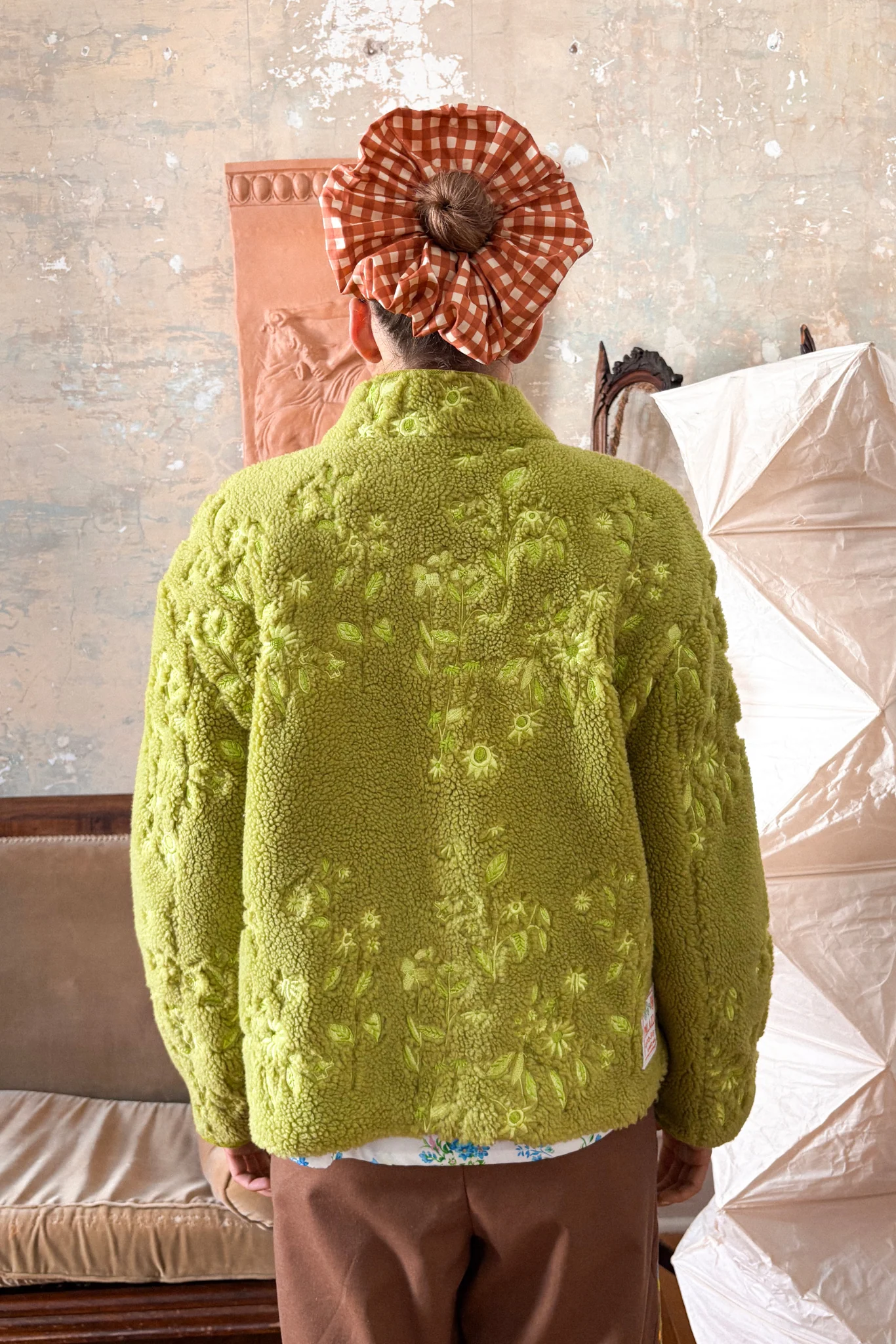 EMBROIDERED FLEECE JACKET - MATCHA GARDEN - Hercitys