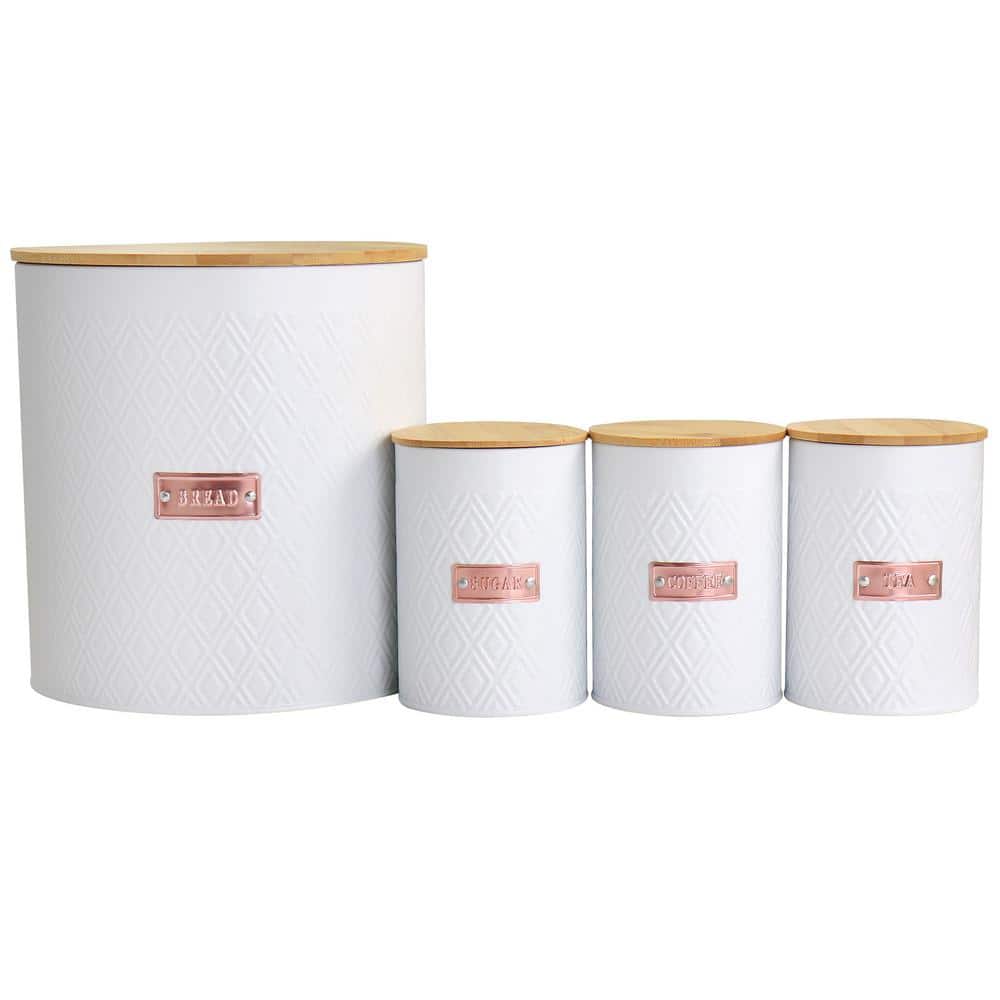 4-Piece Iron Canister Set in White - Hercitys