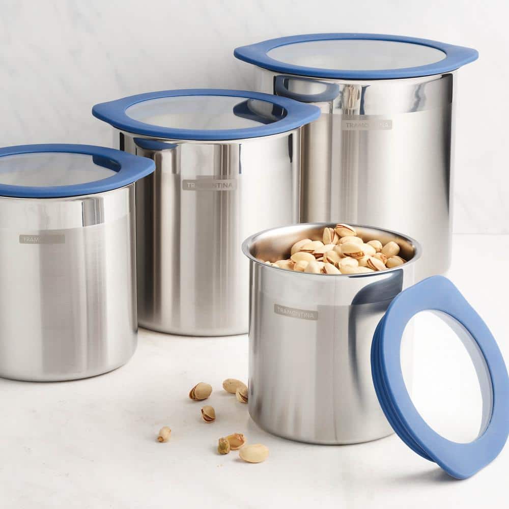 4 Pc Stainless Steel Canister Set – Blue - Hercitys
