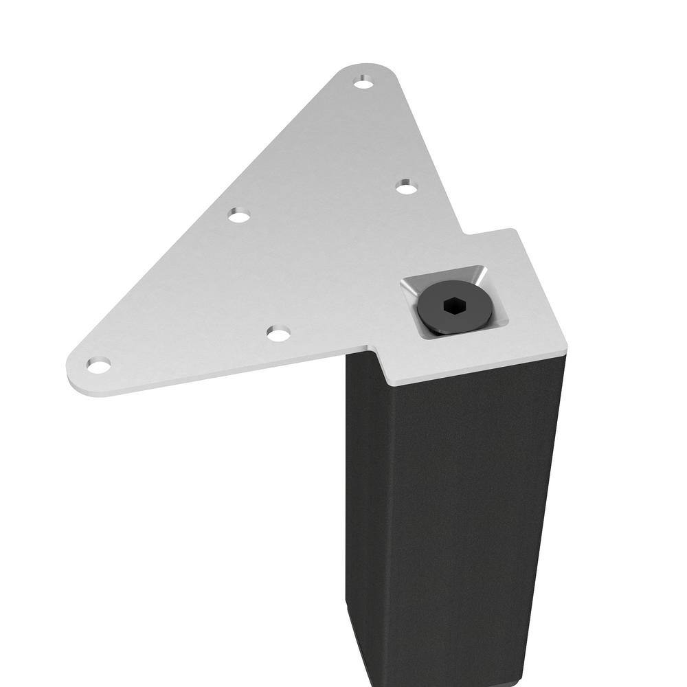 (4-Pack) 5 15/16 in. (150 mm) Matte Black Metal Square Furniture Leg with Leveling Glide - Hercitys