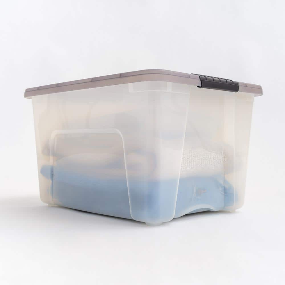 40 Qt./10 Gal. Plastic Storage Box with Latching Lid in Clear - Hercitys