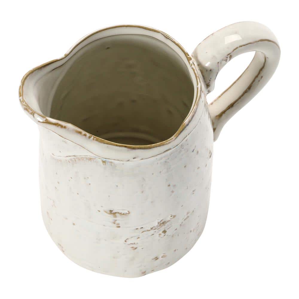 28 fl. Oz. White Stoneware Pitcher with Reactive Glaze - Hercitys