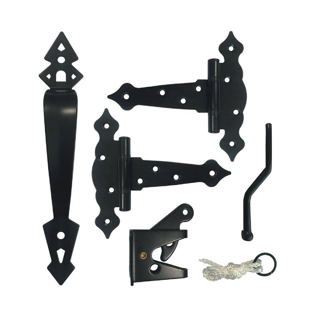 5 in. Black Galvanized Steel Decorative Ornamental Gate Hardware Kit - Hercitys
