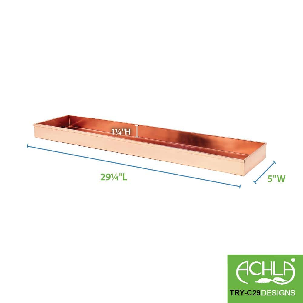20 in. W x 2 in. H x 5 in. D Polished Copper Plated Stainless Steel Long Decorative Tray - Hercitys