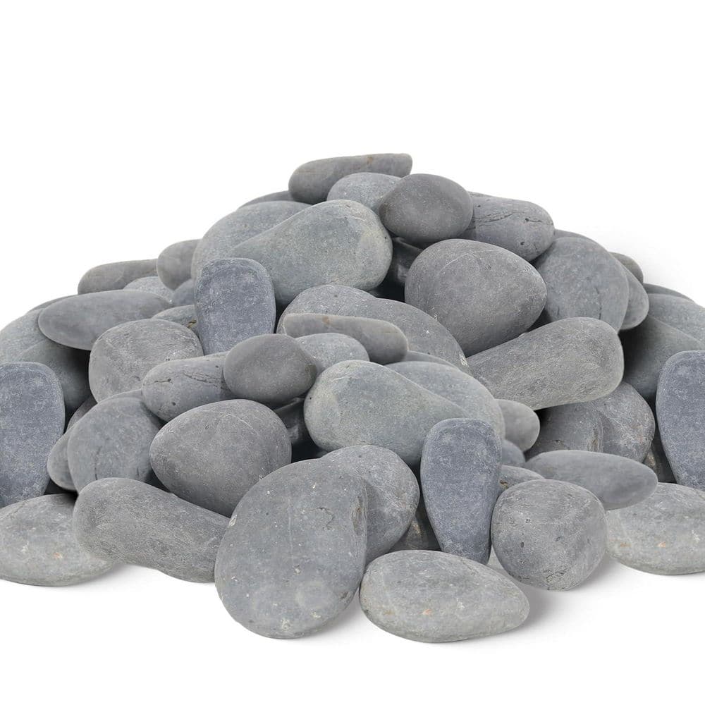 45 lbs. 2-3 in. Mexican Beach Pebbles Gray Natural River Rocks for Garden and Landscape Design Pathways Backyard - Hercitys