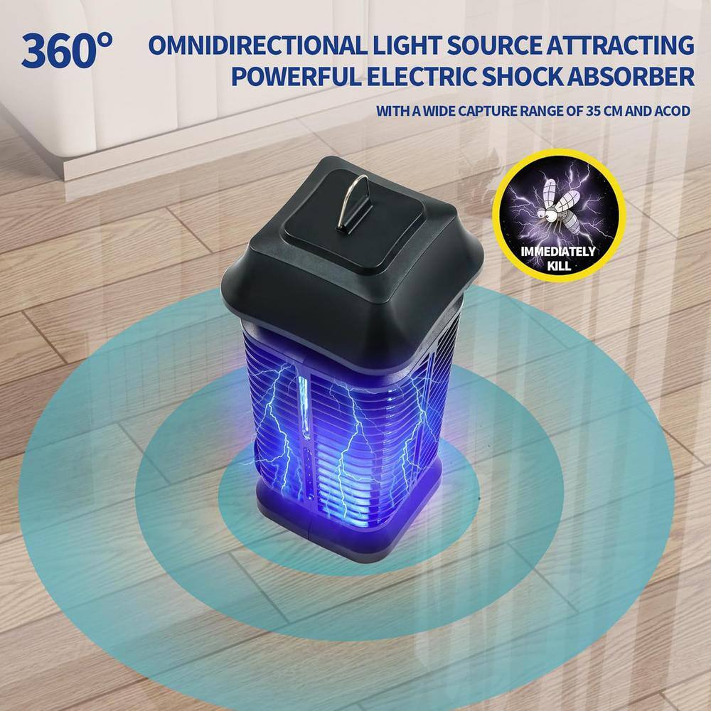 20-Watt Electronic Indoor/Outdoor Mosquito Repellent Electric Mosquito/Bug/Fly Zapper Traps w/ Blue-Violet Light, Black - Hercitys
