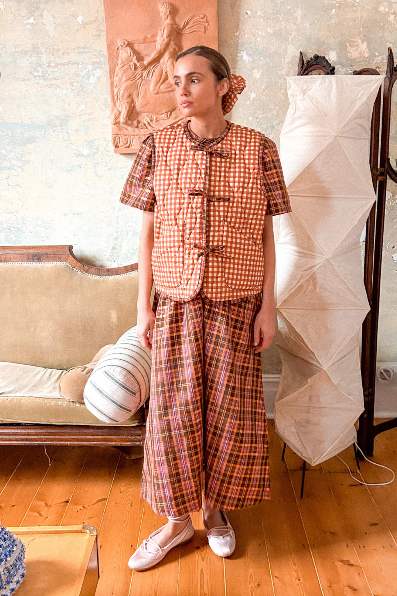 REVERSIBLE QUILTED VEST - HAYBELL GINGHAM / PICKET FENCE PLAID - Hercitys