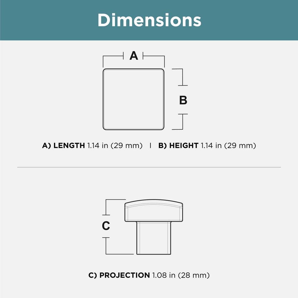 (10-Pack) Simply Geometric 1-1/8 in. (29 mm) Modern Gold Square Cabinet Knobs - Hercitys