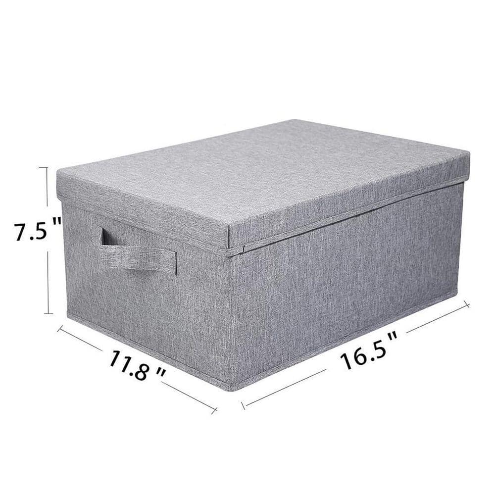 25 Qt. Linen Clothes Storage Bin with Lid in Light Grey (2-Pack) - Hercitys