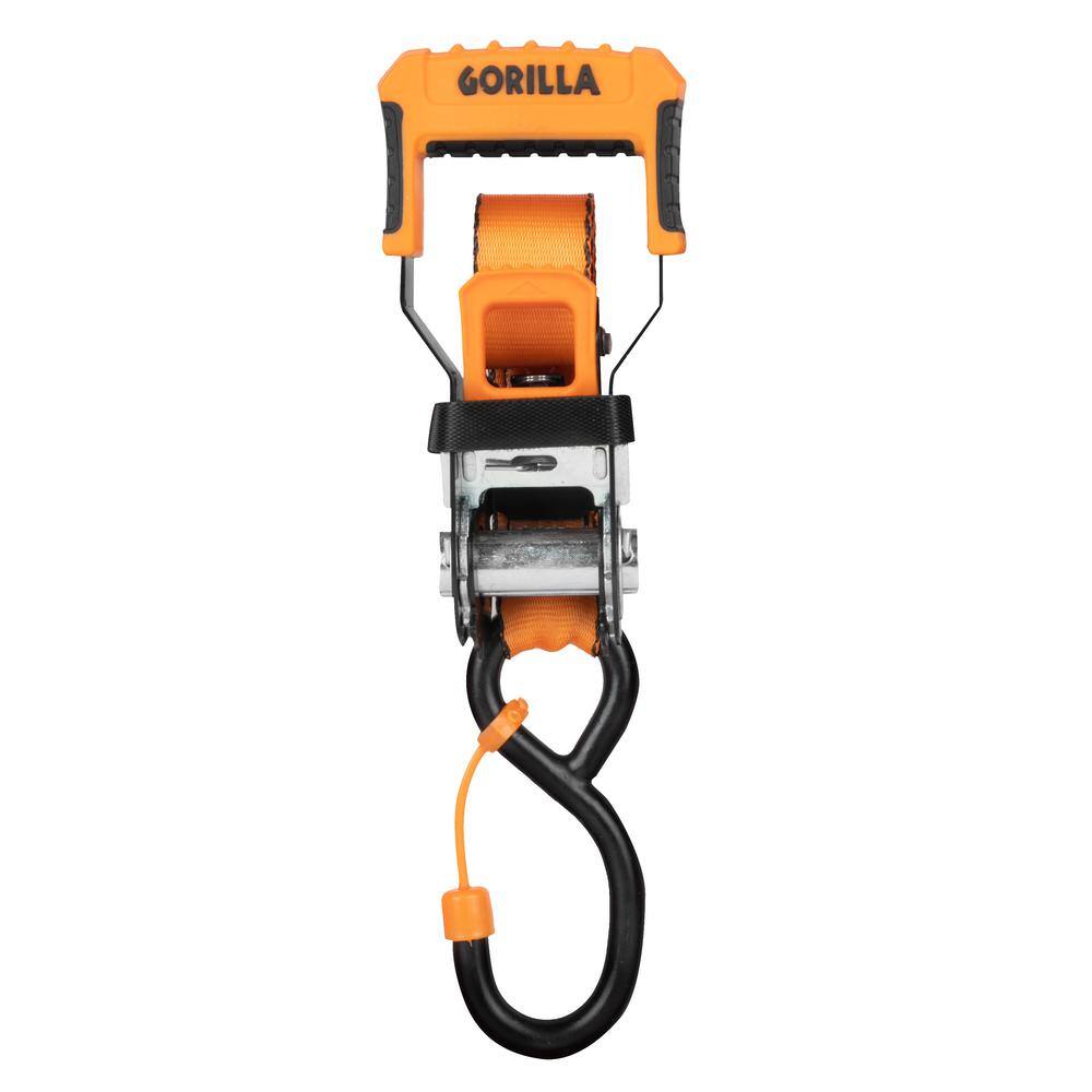 “Gorilla” 2 Pk 1″ X 12′ Ratchet Strap W/Orange Gorilla Grip Handle W/Cap Locks (Orange Webbing) - Hercitys