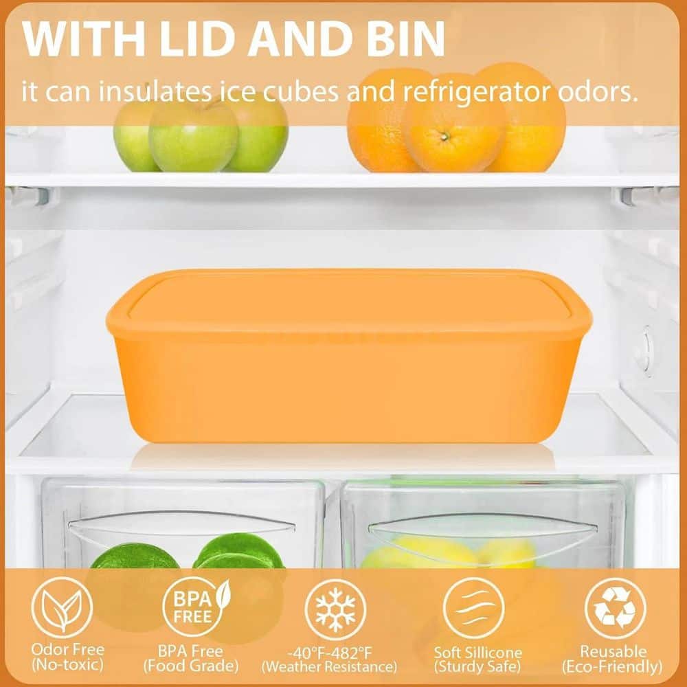 40 oz. Yellow Silicone Tumbler Hollow Cylinder Ice Mold with Lid and Bin, Slow-Melt Ice for Water Bottles and Drinks - Hercitys