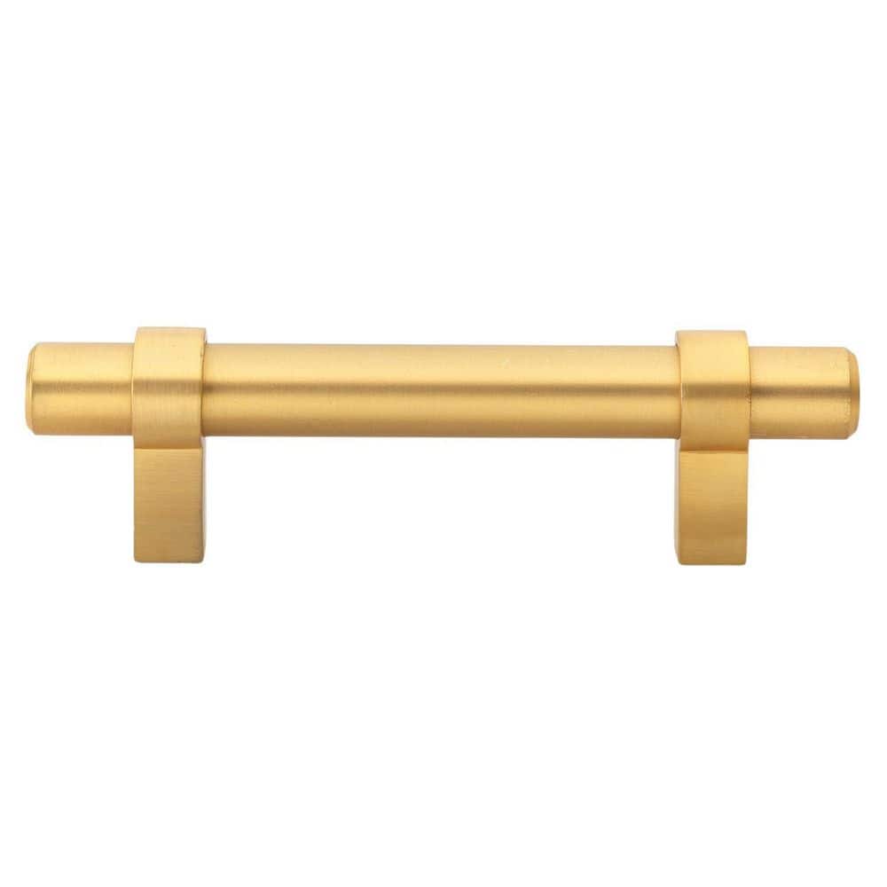 3 in. Solid Satin Gold Euro Style Cabinet Drawer Bar Center-to-Center Pulls (10-Pack) - Hercitys