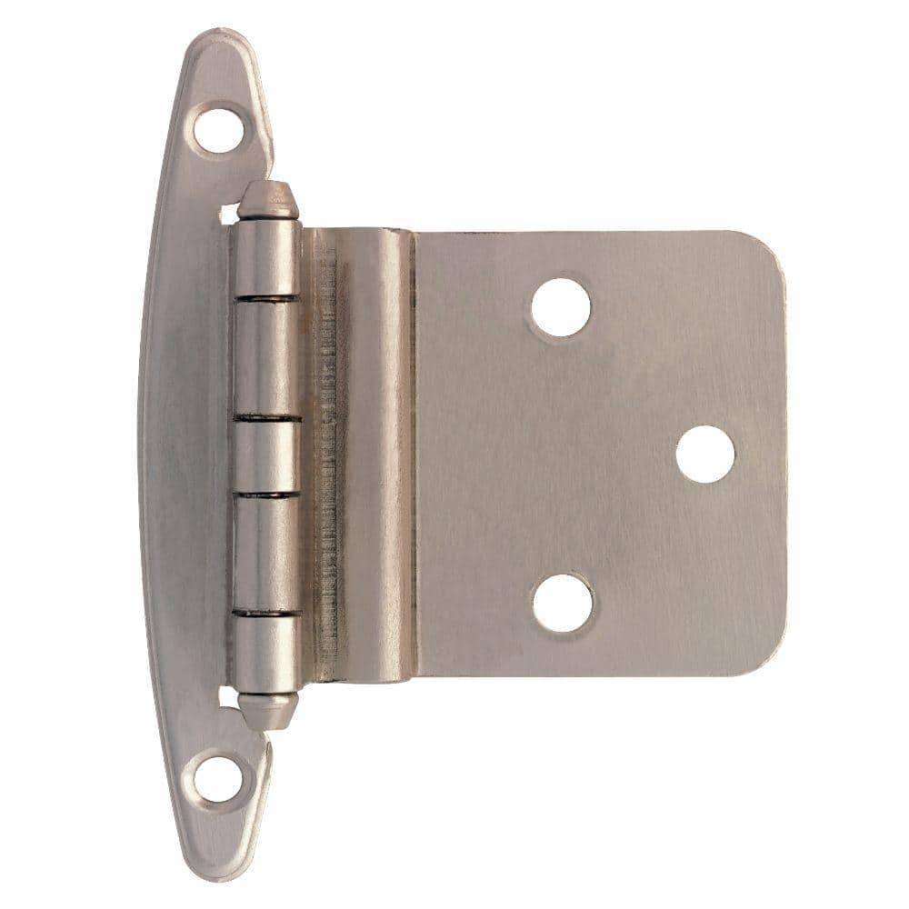 5 Pair Face Frame 3/8 in. Inset Satin Nickel Cabinet Hinge without Spring (10-Pieces) - Hercitys