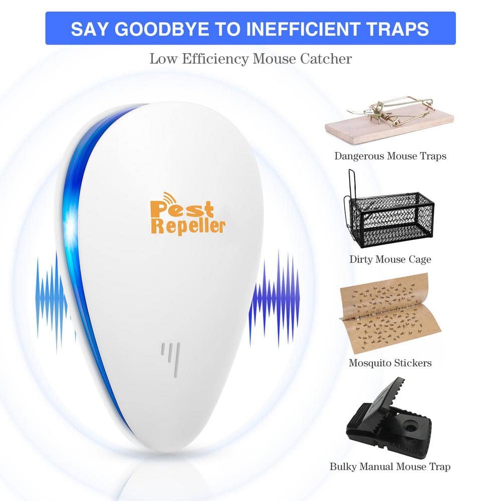 3-Watt Electronic Indoor Mouse Rats Rodent Repellent with Ultrasonic Plug Pest Repeller Insect Bug Rat (6-Pack) - Hercitys